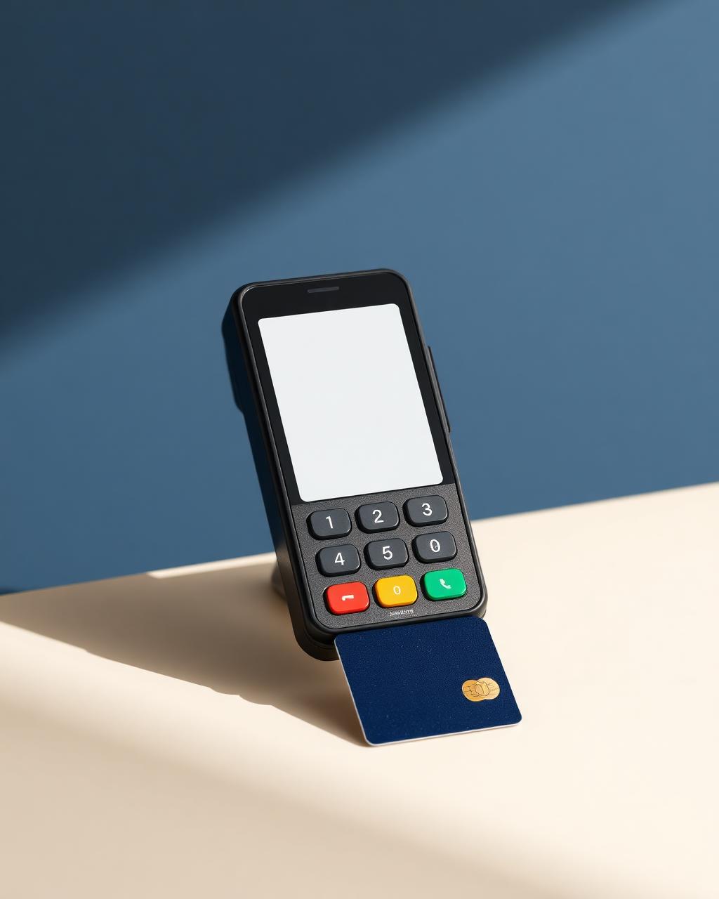Modern payment terminal — editorial brand visual